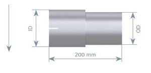 Pipe Adaptor, ID/OD=61/57.5 L= 200, ALU