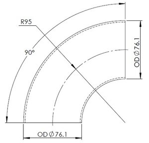 90° Elbow Cast OD=76.1 / T=2, INOX