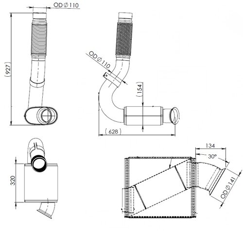 Exhaust Pipe w. Bellow for Mercedes