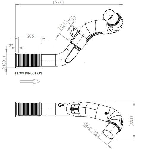 Insulated Exhaust Pipe w. Flex, D2S+ for Iveco