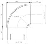 90° Exhaust Elbow, OD/ID=110/111 / L=200/210, SPD