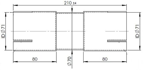 Pipe Connector, ID=71 / L=210, ALU