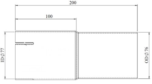 Pipe Adaptor, ID/OD=77/76 L= 200, ALU