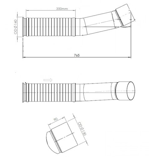 Exhaust Pipe w. Flex, D2S for Mercedes