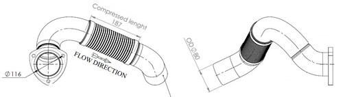 Exhaust Pipe w. Flex, D2S+ for MAN