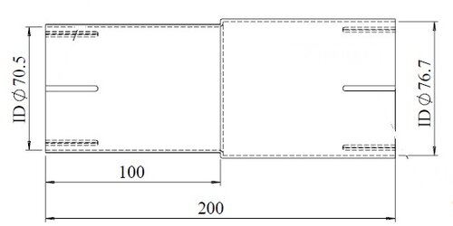 Pipe Adaptor ID/ID=70.5/76.7 L=200, ALU