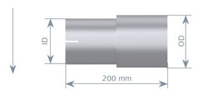 Pipe Adaptor, ID/OD=70.8/76.2 L= 200, ALU