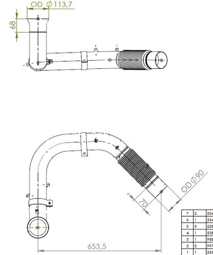 Exhaust Pipe w. Bellow for Mercedes