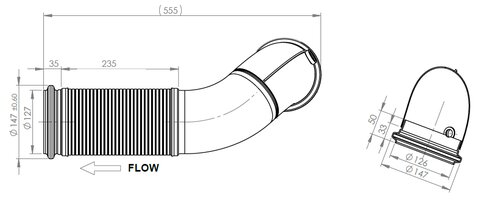 Exhaust Pipe w. flex, D2S+ for Volvo