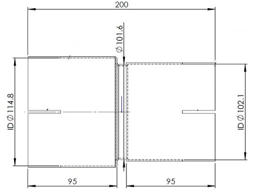 Pipe Adaptor ID/ID=102.1/114.8 L=200, ALU