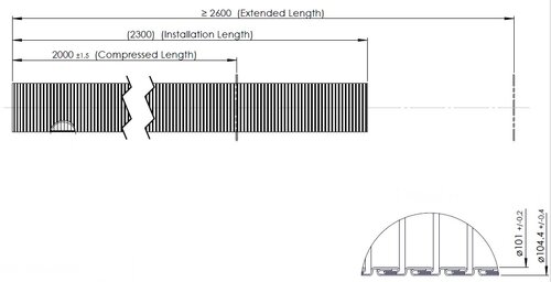 Flex Pipe, D2S+, OD/ID=104.4/101  L=2000, ZINC