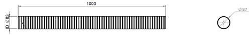 Flex Pipe, D2S, OD/ID=87/83  L=1000, ZINC