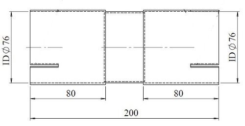 Pipe Connector, ID=76 / L=200, ALU