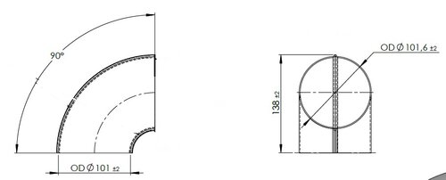 TUBE UNIVERSEL-COUDE BLANK 4" INOX DINEX UK