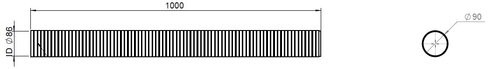 Flex Pipe, D2S, OD/ID=90/86 L=1000, SS