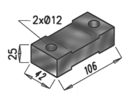 Rubber Mounting for DAF, L=106, W=42, H=25, Rubber