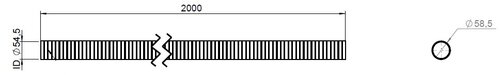 Flex Pipe, D2S, OD/ID=58.5/54.5  L=2000, ZINC