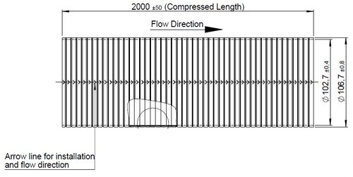 Flex Hose, D3S, OD/ID=106.7/102.7 L=2000, SS