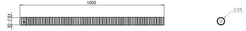 Flex Pipe, D2S, OD/ID=55/51  L=1000, ZINC