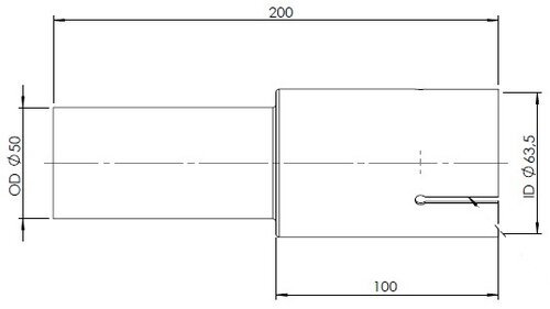 Pipe Adaptor, ID/OD=63.5/50 L= 200, INOX