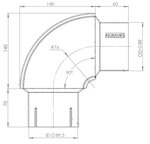 90° Exhaust Elbow, OD/ID=89/89.5 / L=200/210, SPD