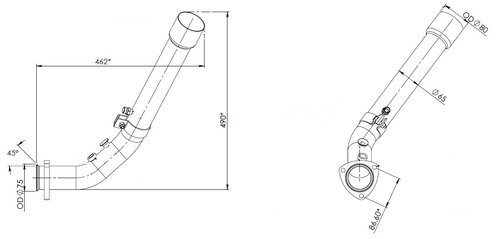 Exhaust Pipe w. Popnuts for Temp. Sensor for MAN