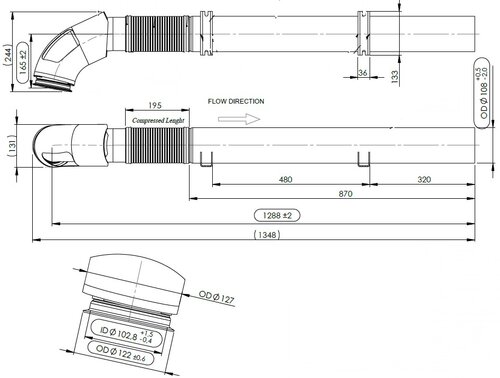 Exhaust Pipe w. Flex, D2S+ for Renault/Volvo