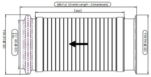 Exhaust Flex, D3S for Kenworth/Peterbilt