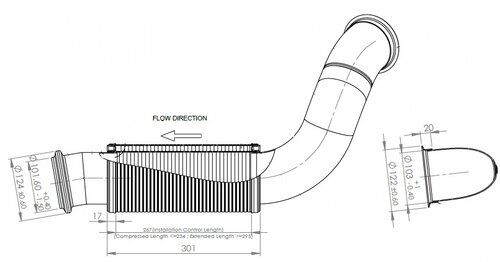 Exhaust Pipe w. Flex, D2S for Volvo