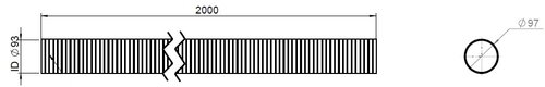 Flex Pipe, D2S, OD/ID=97/93  L=2000, ZINC