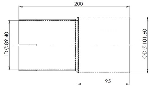 Pipe Adaptor, ID/OD=89.4/101.6 L= 200, ALU