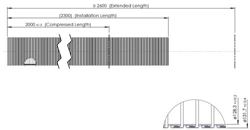 Flex Pipe, D2S+, OD/ID=131.7/128.3  L=2000, ZINC