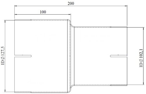 Pipe Adaptor ID/ID=102.1/127.5 L=200, ALU