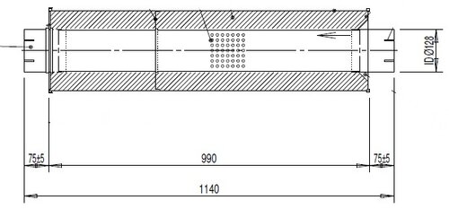 Absorption Silencer, Ø=249, L=1140 mm, ALU