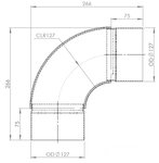 90° Exhaust Elbow, OD=127 / L=266, SS