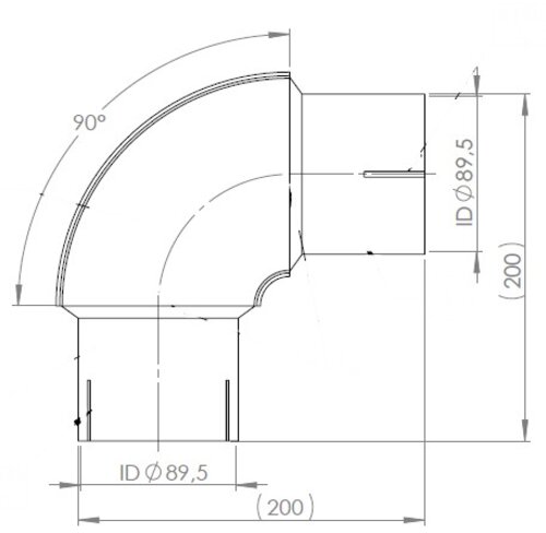 90° Exhaust Elbow, ID=89.5 / L=200, SPD