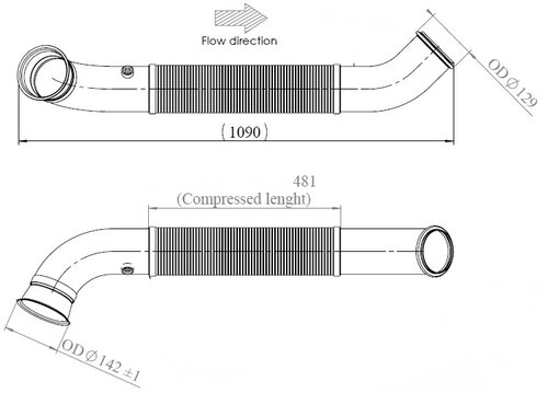 Exhaust Pipe w. Flex, D2S+ for Scania, E-line