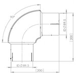 90° Exhaust Elbow, ID=89.5 / L=200, SPD