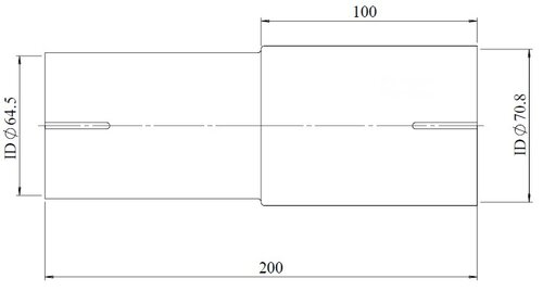 Pipe Adaptor ID/ID=64.5/70.8 L=200, ALU