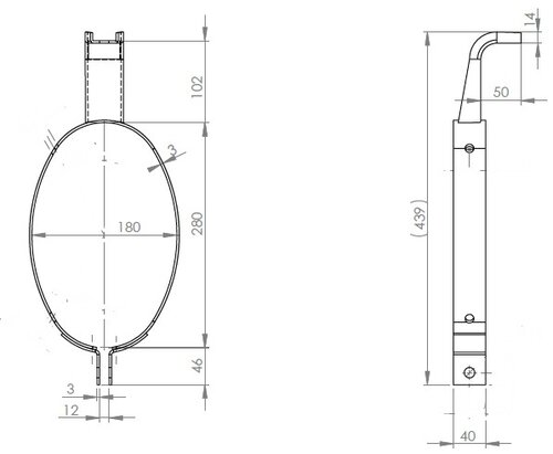 Silencer Strap for MAN,  L=40, W=280, H=180 mm, ALU