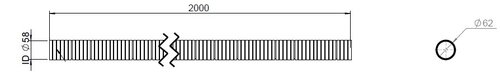 Flex Pipe, D2S, OD/ID=62/58 L=2000, SS