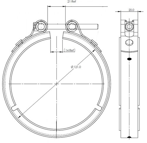 Heavy Duty Clamp for DAF, VeeFit, Ø=101.6 / L=20, INOX