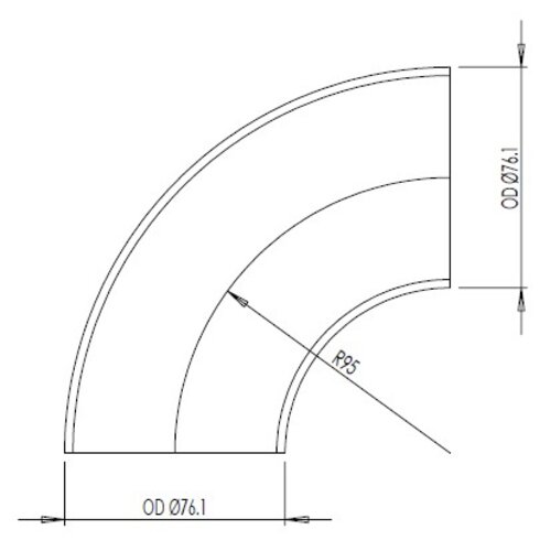 90° Elbow Cast OD=76.1 / T=2.9, SPD