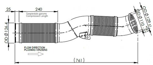 Exhaust Pipe, w. Flex, D2S+ for Scania