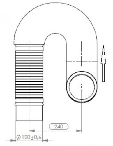 Insulated Exhaust Pipe w. Flex, D2S for Mercedes