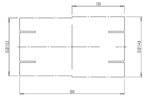 Pipe Adaptor ID/ID=110.5/114.8 L=200, ALU