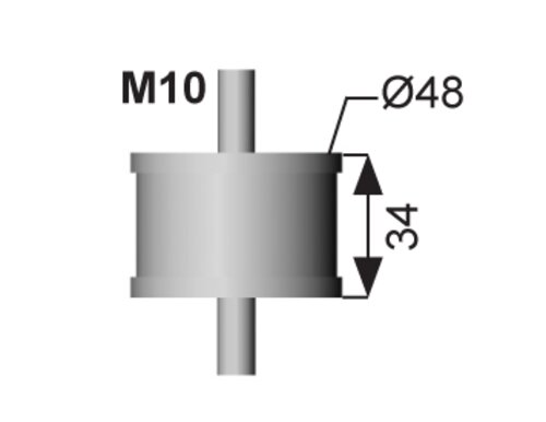 Rubber Mounting for DAF, Ø=50 /L=77, M10, ZINC