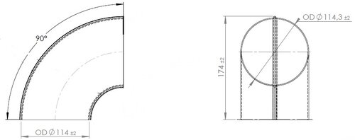 90° Elbow Welded/Thin Wall OD=114.3 / T=1.5, SPD