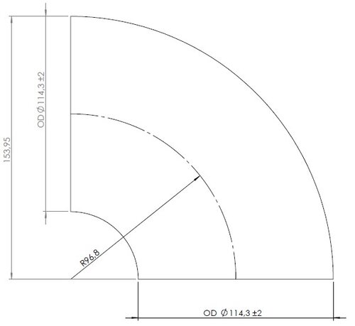 90ø Elbow Welded/Thin Wall OD=114.3 / T=1.5, INOX