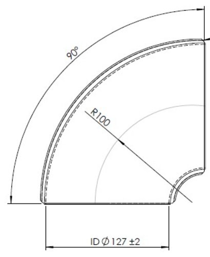 90° Elbow Welded/Thin Wall OD=130 / T=1.5, SPD